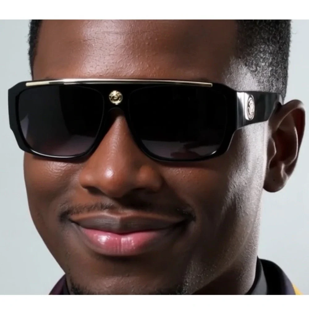 Large Thick Oversized Lion Head Flat Top Hip Hop Rapper Retro Fashion Sunglasses